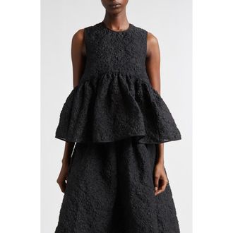 Cecilie Bahnsen Cora Grasmere Matelass&eacute; Babydoll Top in Black Grasmere Matelass at Nordstrom, Size 2 Us