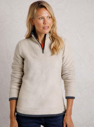 Weird Fish Beye 1/4 Zip Grid Fleece in Ecru at Nordstrom, Size 12