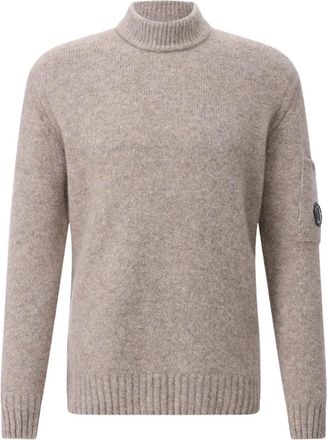C.P. Company Moderne wollen trui met opstaande kraag - Heren - Coltruien - Bruin - 2XL - Wol - Truien & Vesten
