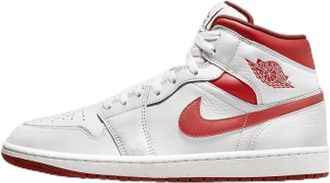 Nike Jordan Mens Air Jordan 1 Mid Se Basketball Sneakers In White/dune Red/sail/lobster