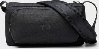 Yohji Yamamoto Mens Tone-on-tone logo rectangular crossbody bag