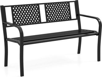 Costway 127CM Garden Bench Outdoor Bench for 2-3-Persons Black