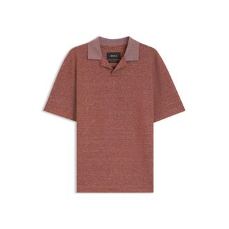 BOSS Johnny-collar polo shirt in cotton, linen and silk