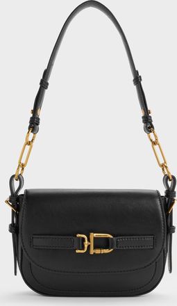 Charles & Keith Gwynne Metallic-Accent Saddle Bag