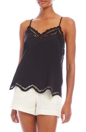 Fifteen Twenty Marian Embroidered Cotton Camisole in Black at Nordstrom, Size Small