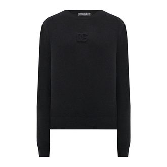 Dolce & Gabbana Round-neck Knitwear, male, Black, Size: M Round-neck silk sweater