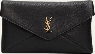 Saint Laurent Small YSL Grain Leather Pouch Bag