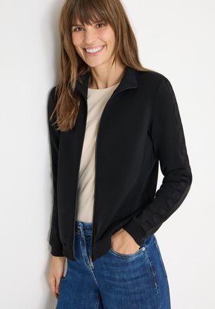 Cecil Blouson CECIL, Damen, Gr. XXL (46), schwarz, Web, Obermaterial: 47% Modal, 45% Polyester, 8% Elasthan, unifarben, bequem h&uuml;ftbedeckend, Rundhals, B&uuml;nd