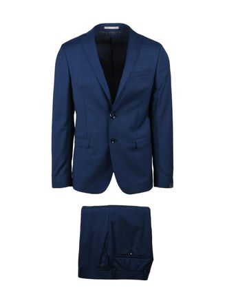 Paoloni Rounded Jacket And Tailored Trousers Paoloni Suit In Deep Blue