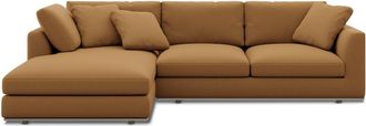 Castlery Hamilton Chaise Sectional Sofa Left Facing Customized, Caramel Performance Fleece, Spill Resistant, Removable Covers for Sofas, Castlery