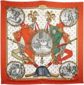 Herm&egrave;s Pre-owned Scarves, female, Orange, Size: ONE SIZE Pre-owned Silk Scarf