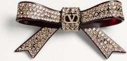 Valentino Garavani Vlogo Signature Hair Clip In Resin, Metal And Crystals Wo