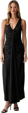 Fracomina Lange jurk slim fit - Dames - Maxi kleedjes - Zwart - M - Polyester - Kleedjes