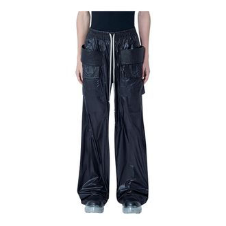 Rick Owens Wide Trousers, male, Black, Size: XL Creatch Wide Cargo Drawstring Pants
