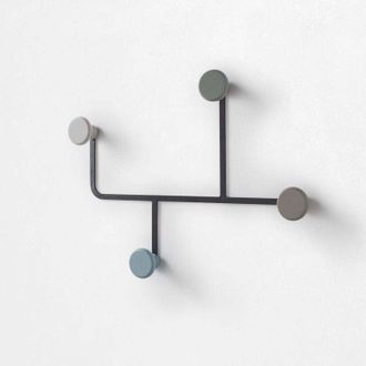 Aquadesign Appendiabiti da muro in metallo stile moderno con 4 ganci Hook