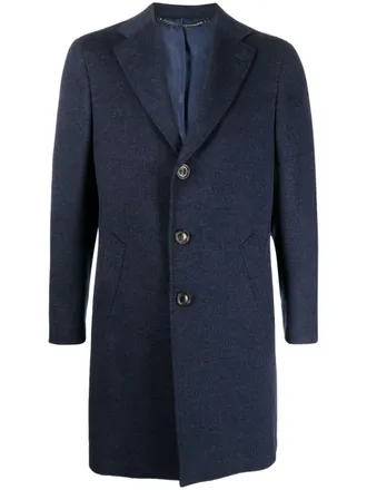 Canali single-breasted wool-blend peacoat - men - Wool/Cashmere/Silk/Cupro - 48 - Blue