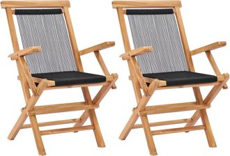 vidaXL Vidaxl - Sillas De Jard&iacute;n Plegables 2 Uds Madera Maciza De Teca Y Cuerda