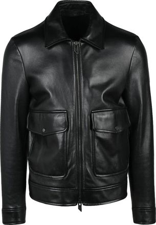 Salvatore Santoro Black Zip-Up Leather Jacket