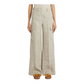Marella Jeans - Dames - Broeken - Beige - Maat: L Linnen