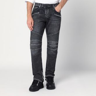 Balmain Grey washed slim biker jeans