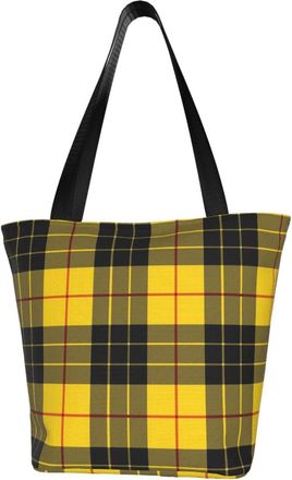 AOOEDM Tote Bag Yellow And Black Plaid Shopping Bags Small Reusable Market Bag Beach Tote Bags Travel Totes
