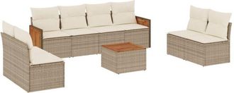 vidaXL Set De Sof&aacute;s De Jard&iacute;n 9 Pzas Con Cojines Rat&aacute;n Sint&eacute;tico Beige Vidaxl