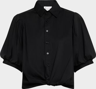 Finley Bomba Button-Down Twist-Front Poplin Shirt