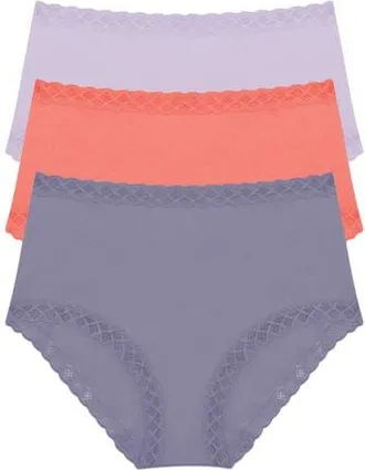 Natori Bliss Cotton Full Brief 3-Pack in Prple Prl/neon Coral/twlght Hz at Nordstrom, Size Xx-Large