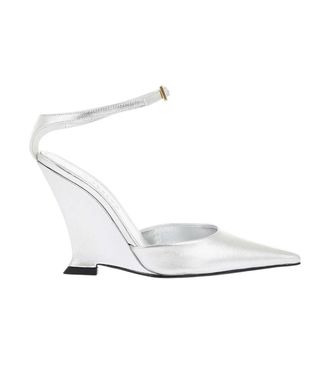 3Juin Silver Leather Wedge Pumps