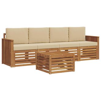 vidaXL Conjunto De Sof&aacute;s De Exterior 5 Pcs Naturaleza Y Beige Vidaxl