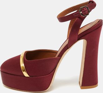 Malone Souliers Burgundy/gold Satin Platform Mora Pumps