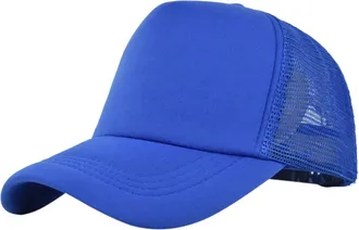 Generic Mesh Contrast Color Baseball Cap Solid Fashion Trucker Dad Cap Holiday Sun Visors Hat Adjustable Quick Dry Breathable Unisex Men Women Blue One Size