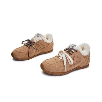 Generic Women winter plush warm snow boots anti slip sports and casual snow boots (Apricot,4.5)