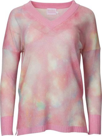 Brodie Daydream Harriet V-Neck Sweater In Pink Mix Print