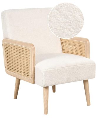 Beliani Sill&oacute;n de boucl&eacute; blanco crema