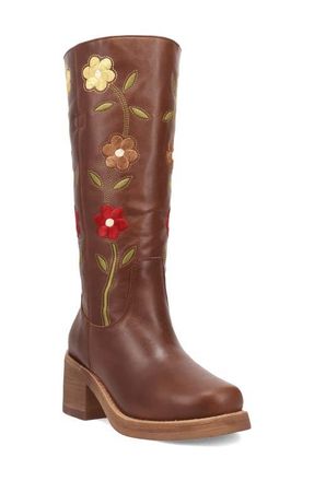 Dingo Bloom Embroidered Boot in Brown at Nordstrom, Size 8.5