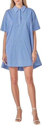 English Factory Short Sleeve A-Line Shirtdress in Blue Stripe at Nordstrom, Size X-Small