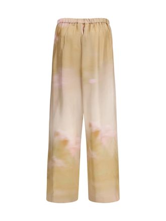 Fabiana Filippi Womens Printed Silk Twill Pants Memento-Rosae Memento/rosae Trousers