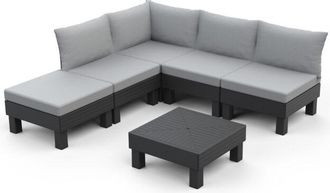 Keter Elements 5 Seater Modular Lounge Sofa Chair Coffee Table Set Graphite
