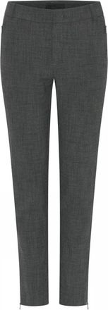C.Ro Houtskool Melange Broek met Ritsdetails - Dames - Slim Fit Broeken - Grijs - 4XL - Leer - Broeken