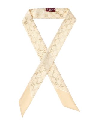 Gucci Gg Logo Printed Silk Neck Bow