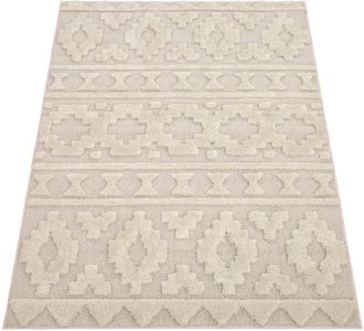 Paco Home Hochflor-Teppich »Genua 744« rechteckig 34 mm Höhe Uni Farben, Hoch-Tief Effekt, modernes Design, sehr weicher Flor