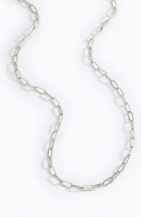 Mint & Lily Thin Paperclip Necklace in Silver at Nordstrom, Size 16