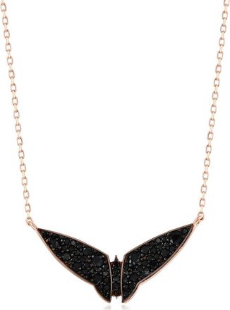 Suzy Levian Black Cubic Zirconia Bat Pendant Necklace at Nordstrom Rack, Size 18
