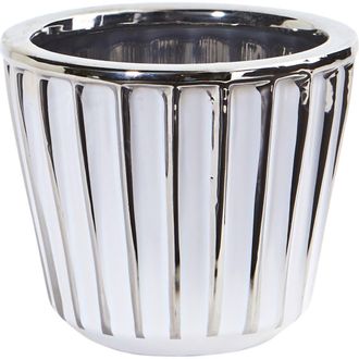 Nearly Natural 4.75-in Ceramic White Vase with Silver Burnishing at Nordstrom