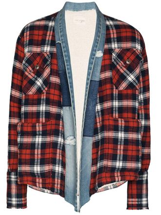 Greg Lauren Cardigan a quadri - Blu