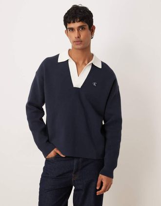 Calvin Klein Jeans Maglione blu navy con colletto oversize