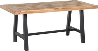 Beliani Beliani - Mesa De Comedor De Madera De Acacia Clara Y Negro 170 X 80 Cm Para Exterior O Interior Scania