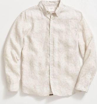 Billy Reid Mens Flock Linen Wilson Shirt In Tinted White