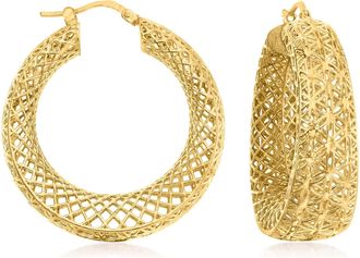 Ross-Simons Italian 18kt Gold Over Sterling Openwork Hoop Earrings
